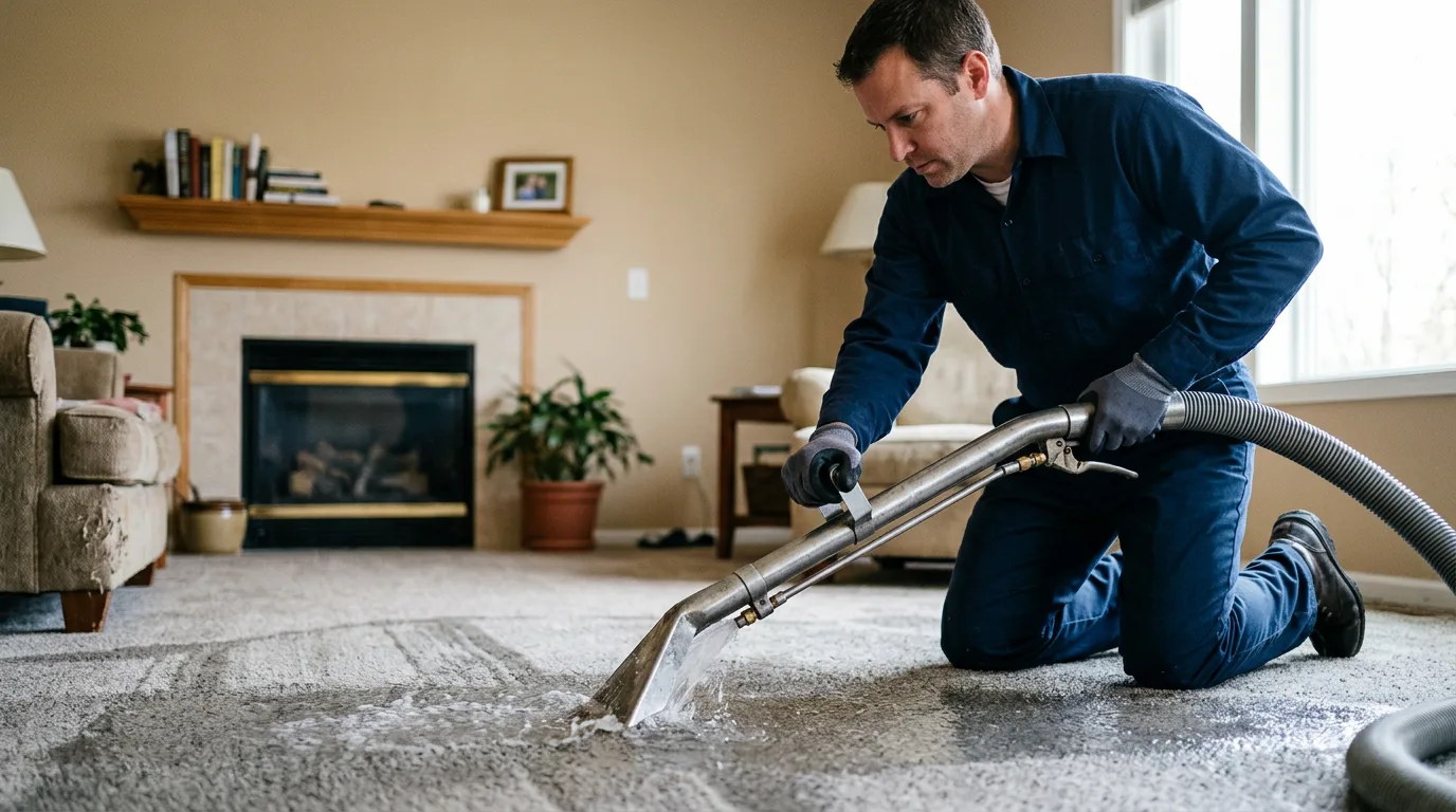 Water damage restoration technician working near Chidester, AR